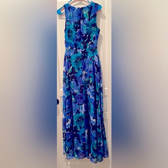 Eliza J Sleeveless Maxi Dress Blue Floral Chiffon - Picture 6 of 7
